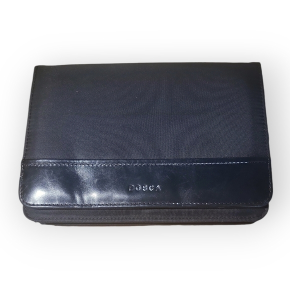 Bosca ""Newport" Black Nylon & Leather Multi-Compartment Wallet Clutch - Picture 1 of 7